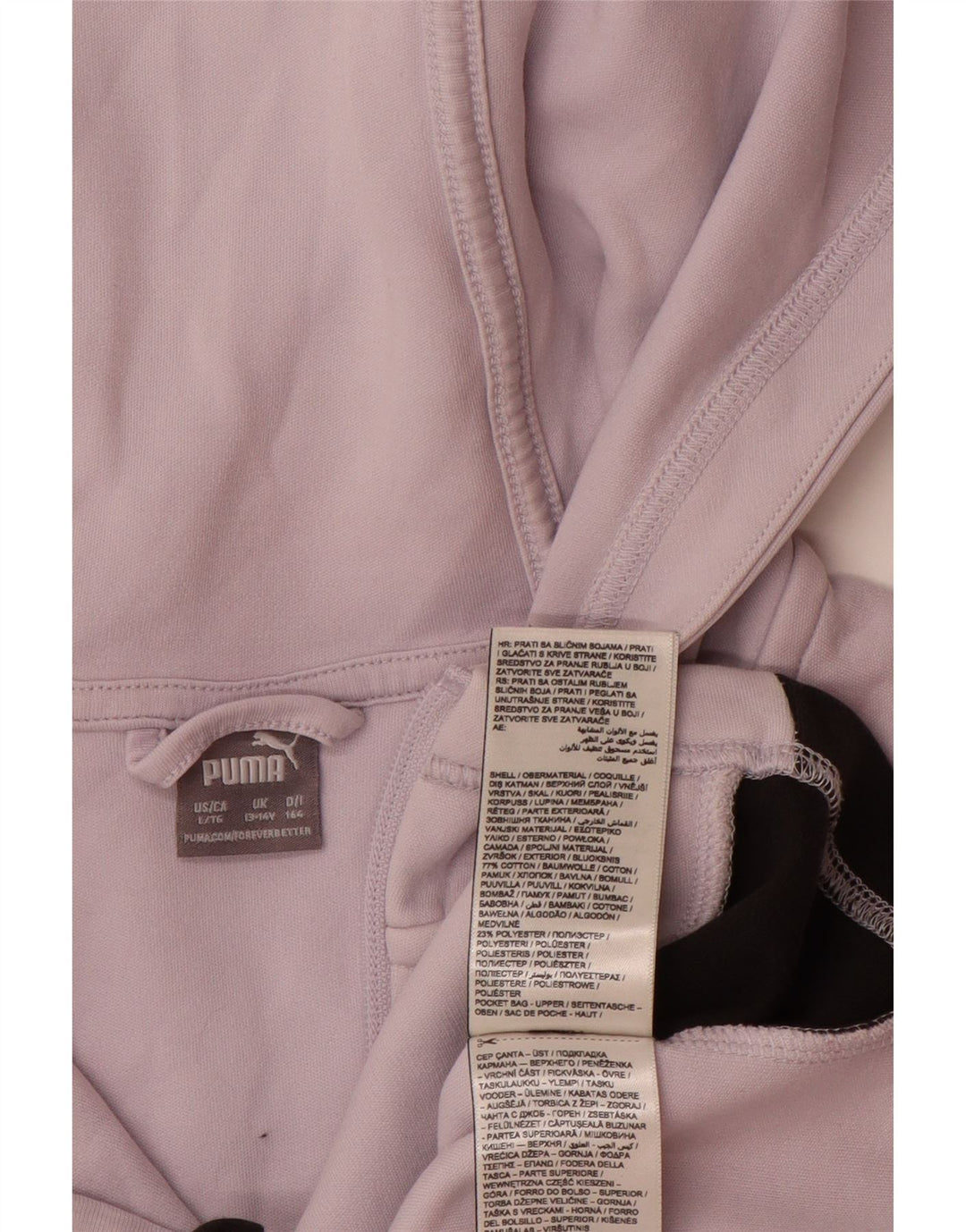 PUMA Girls Zip Hoodie Sweater 13-14 Years Purple Colourblock Cotton