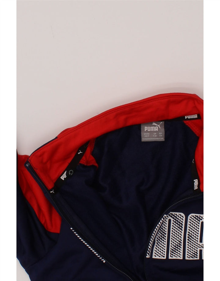 Puma Boys Graphic Tracksuit Top Jacket 7-8 Years Navy Blue Colourblock
