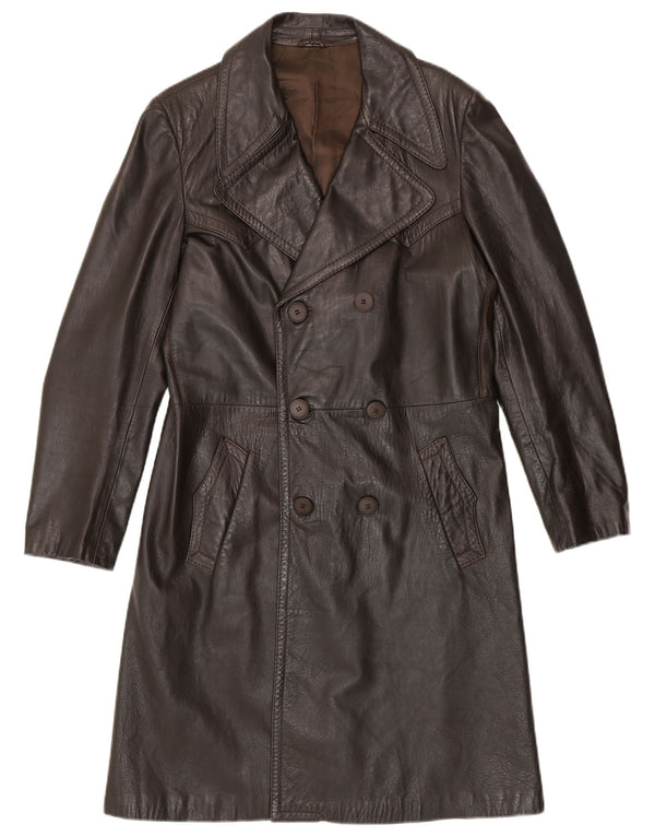 VINTAGE Mens Leather Coat IT 50 Large Brown Leather