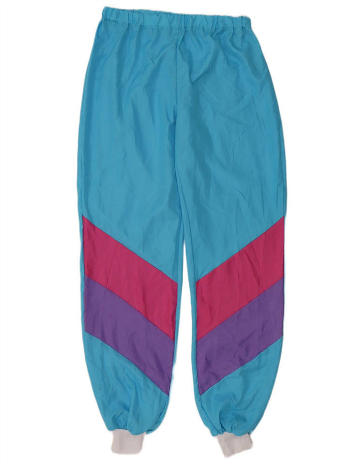 VINTAGE Womens Tracksuit Trousers Joggers UK 10 Small  Blue Colourblock