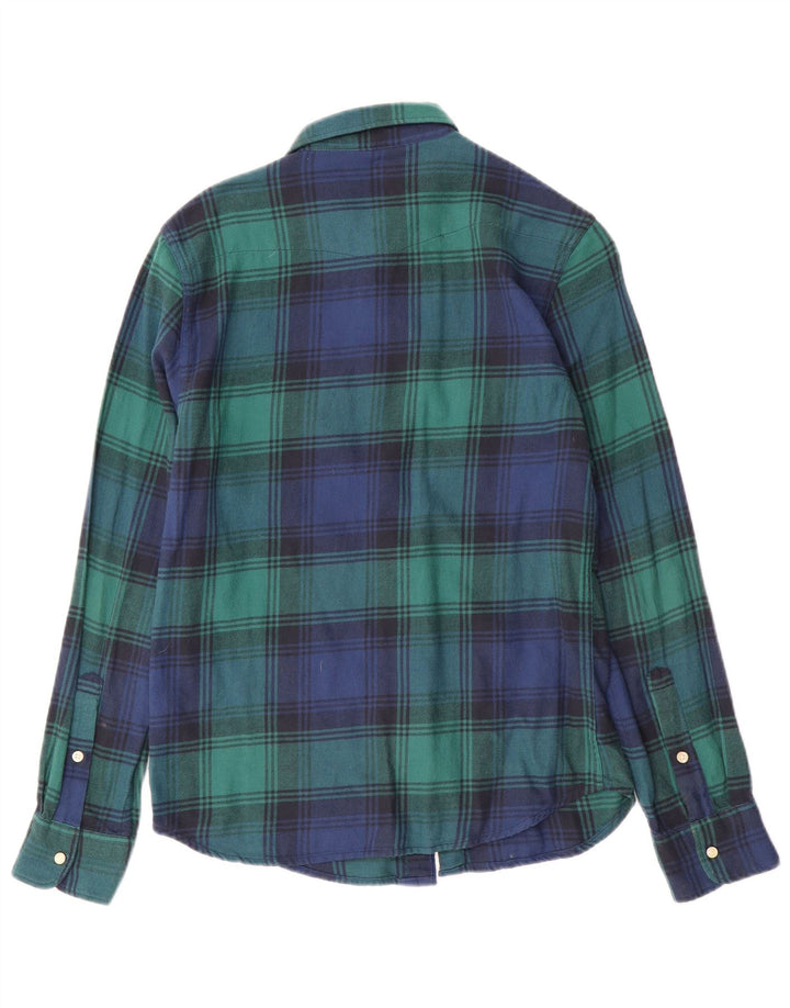 Lee Mens Flannel Shirt Small Green Plaid Cotton