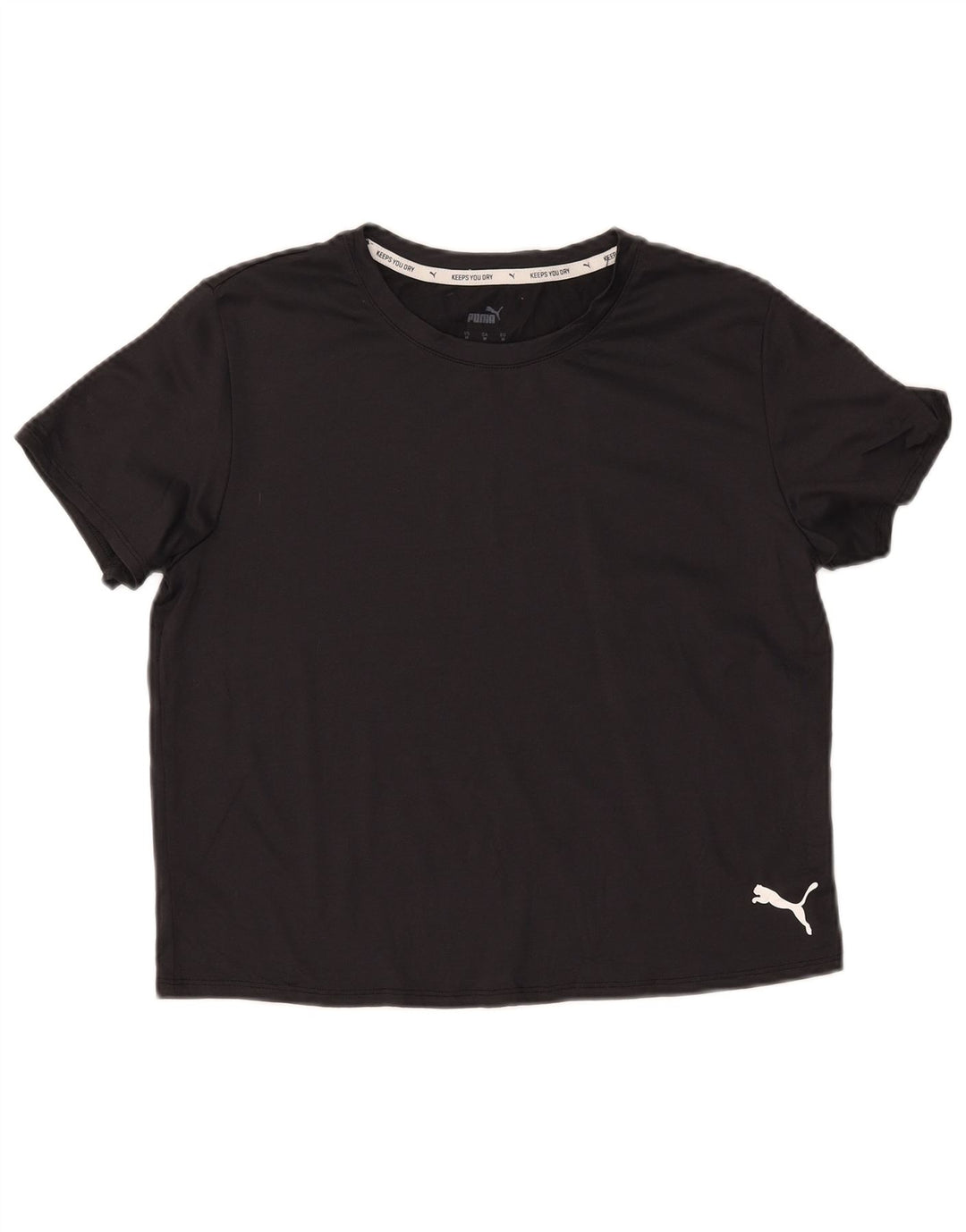 PUMA Womens Crop T-Shirt Top UK 14 Medium Black