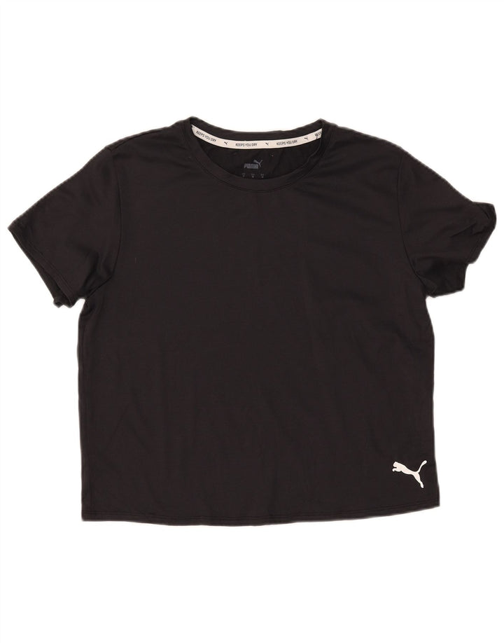 PUMA Womens Crop T-Shirt Top UK 14 Medium Black