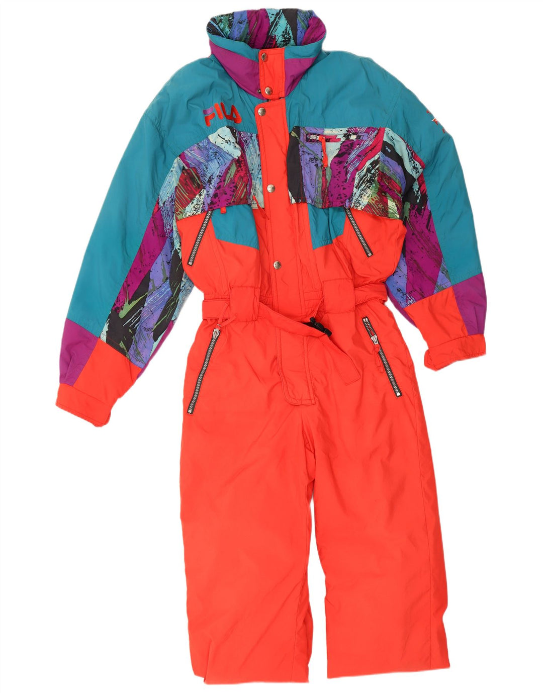 Fila Mens Ski Jumpsuit IT 48 Medium Red Colourblock Polyamide