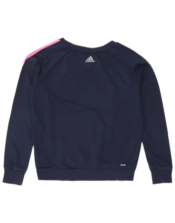 Adidas Womens Climalite Graphic Sweatshirt Jumper UK 12/14 Medium Navy Blue