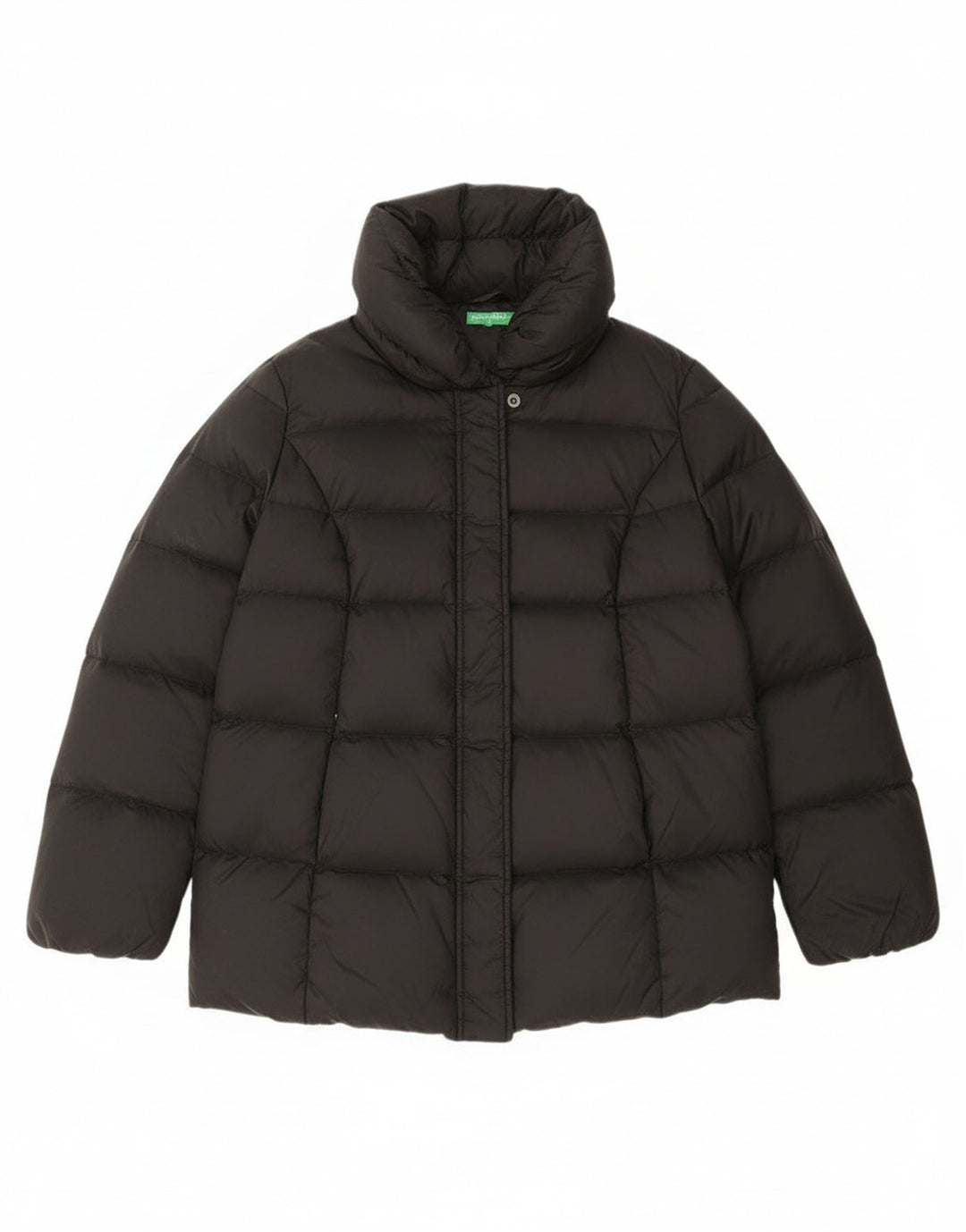 Benetton Womens Oversized Padded Jacket UK 6 XS Black Polyamide