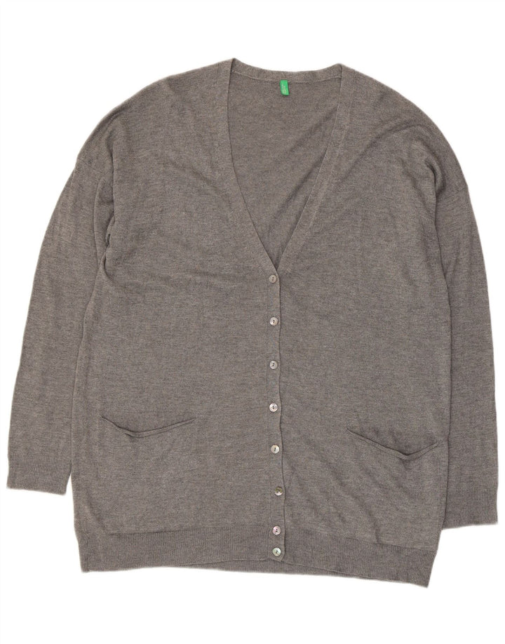 BENETTON Womens Cardigan Sweater UK 14 Medium Grey Viscose