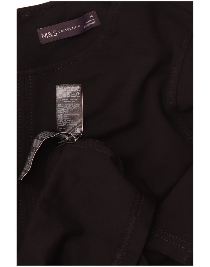 MARKS & SPENCER Womens Long Sleeve A-Line Dress UK 16 Large  Black Viscose