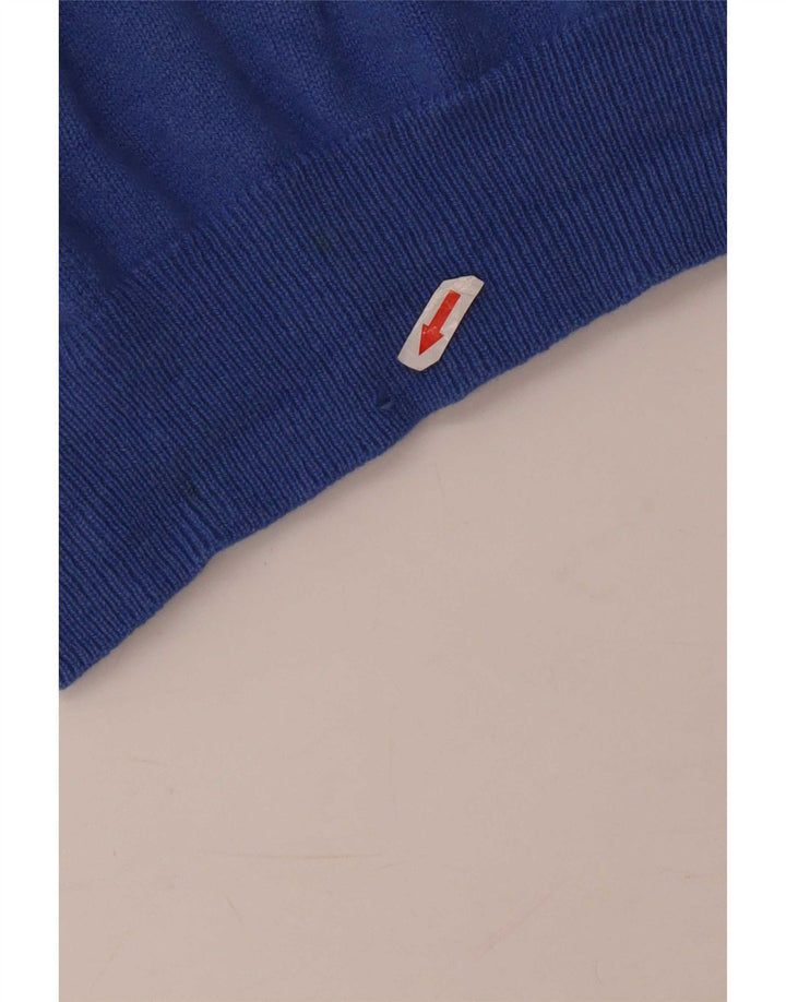 Fred Perry Mens Zip Neck Jumper Sweater Medium Blue Wool