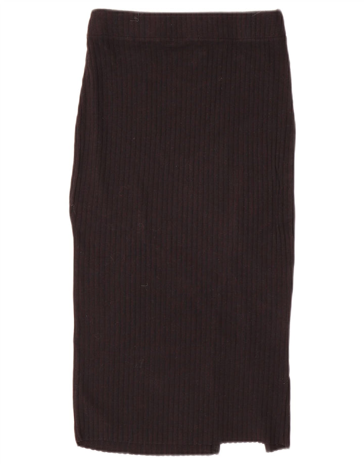 Zara Womens Knit Midi Skirt Small W26 Black
