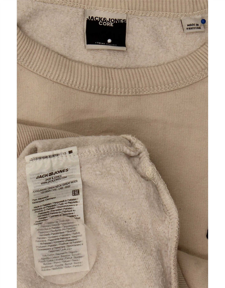 Jack & Jones Mens Sweatshirt Jumper Small Beige Cotton