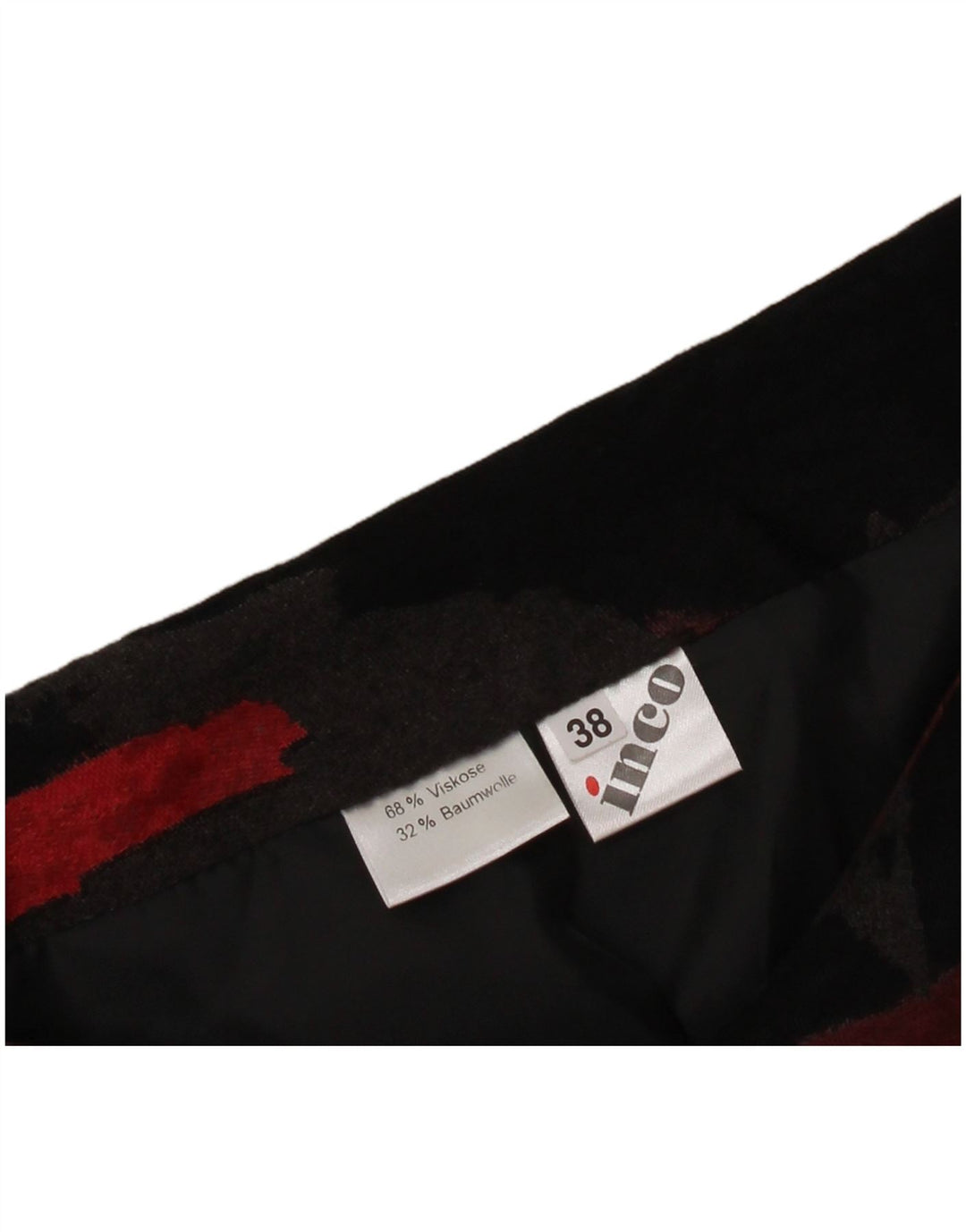 VINTAGE Womens Abstract Pattern High Waist Midi Skirt EU 38 Medium W30 Red