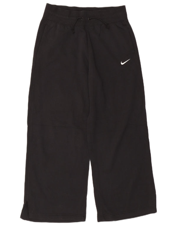 Nike Womens Wide Leg Tracksuit Trousers UK 14 Large Black Cotton