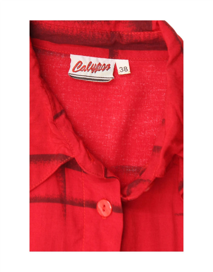 VINTAGE Womens Longline Shirt Blouse EU 38 Medium Red Geometric Viscose