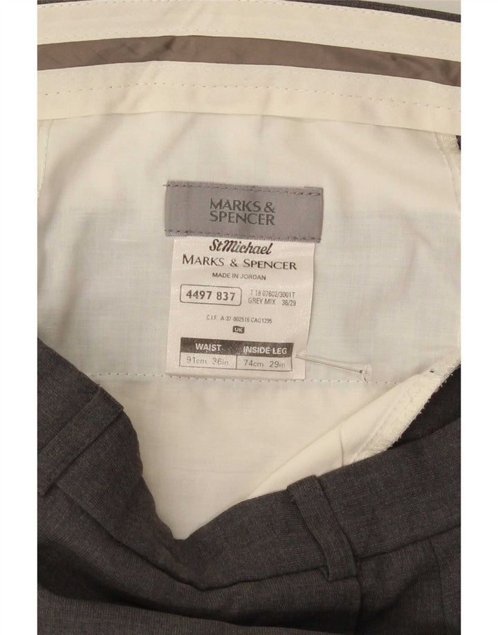 Marks & Spencer Mens Straight Suit Trousers W36 L29 Grey Polyester