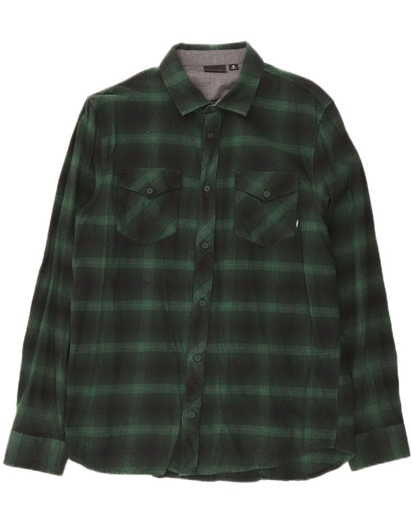 VANS Mens Flannel Shirt Medium Green Plaid Cotton