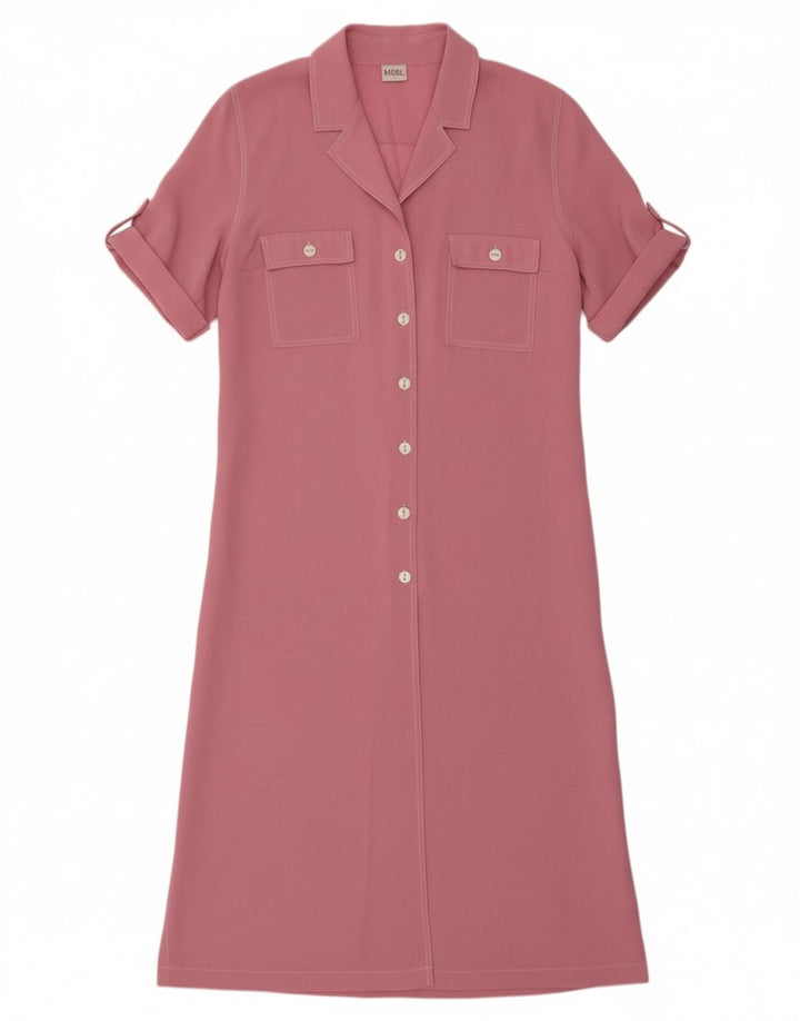 VICINI Womens Shirt Dress UK 16 Large  Pink Polyester