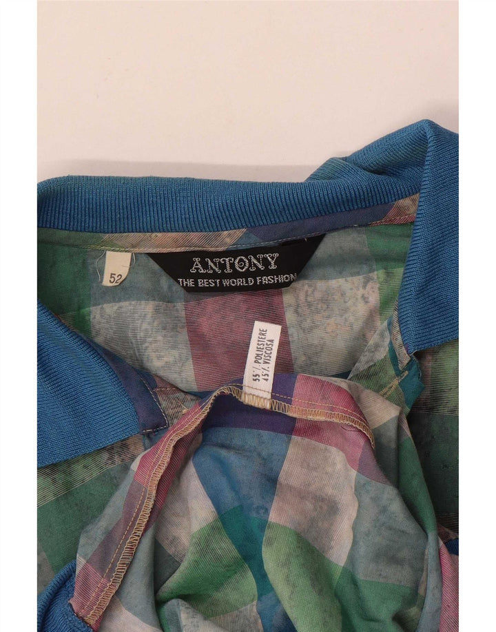 Vintage Mens Short Sleeve Pullover Shirt IT 52 Large Multicoloured Gingham