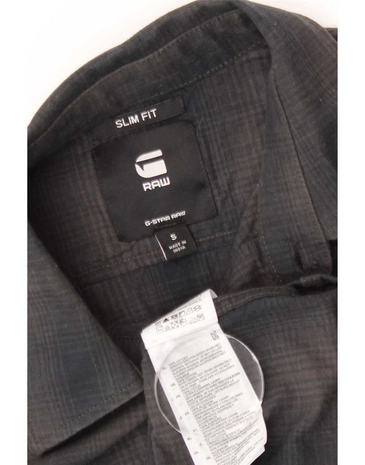 G-Star Mens Slim Fit Shirt Small Grey Check Cotton