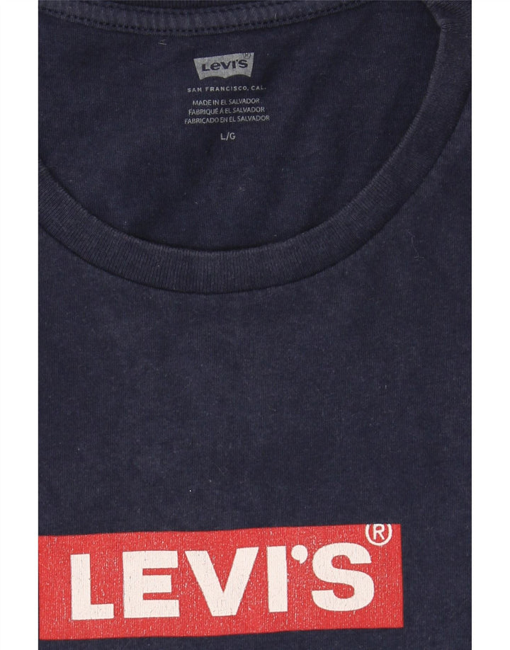 LEVI'S Mens Graphic T-Shirt Top Large Navy Blue Vintage Levi's and Second-Hand Levi's from Messina Hembry 