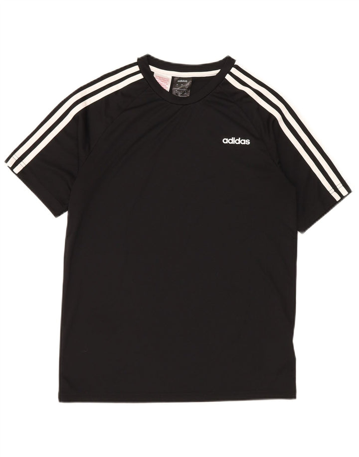 ADIDAS Boys Climalite T-Shirt Top 13-14 Years Black Polyester