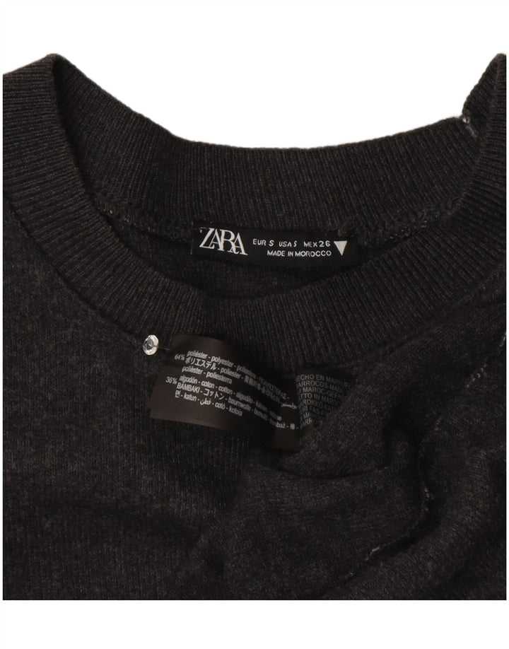 Zara Womens Short Sleeves Jumper Dress UK 10 Small Grey Polyester