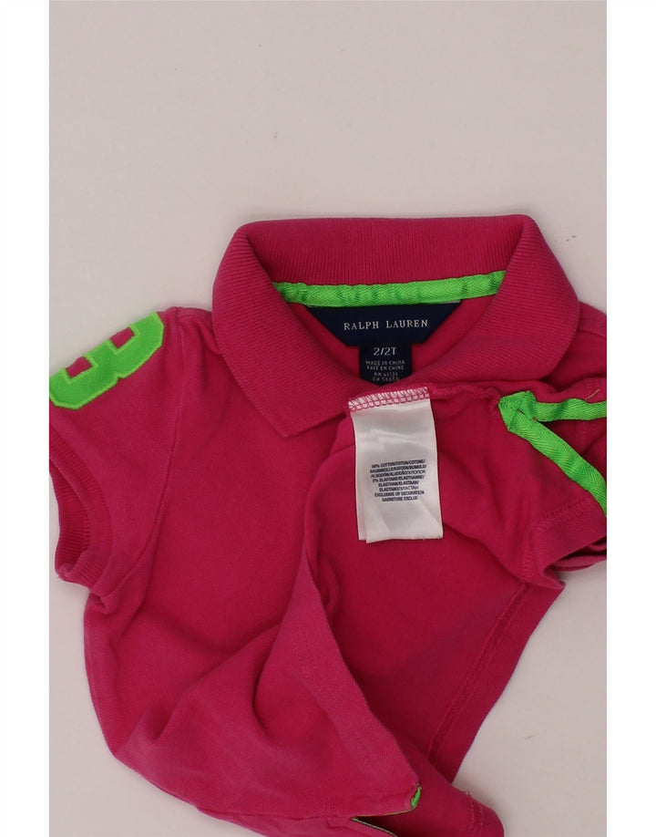 RALPH LAUREN Baby Girls Graphic Polo Shirt 18-24 Months Pink Cotton