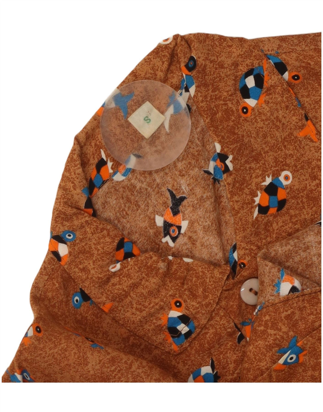 Vintage Womens Oversized Abstract Pattern Shirt Blouse UK 10 Small Brown