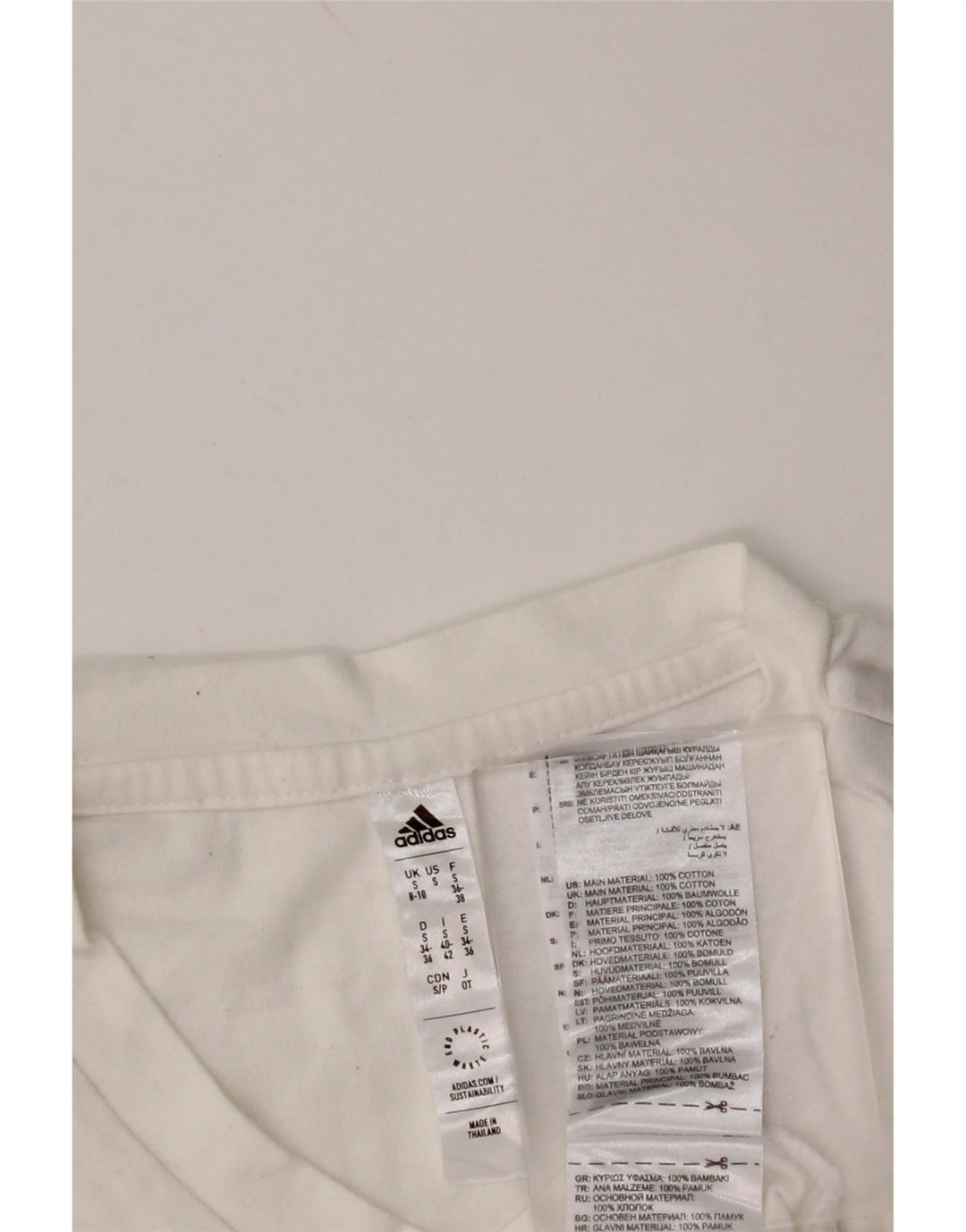 ADIDAS Womens T-Shirt Top UK 8/10 Small White Cotton