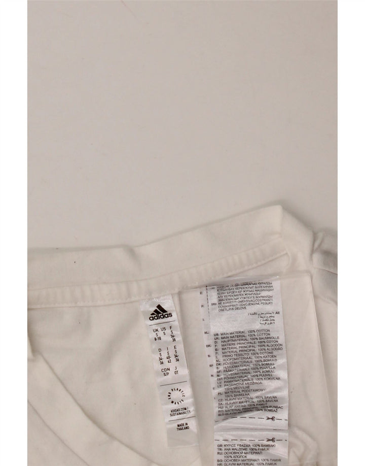 ADIDAS Womens T-Shirt Top UK 8/10 Small White Cotton