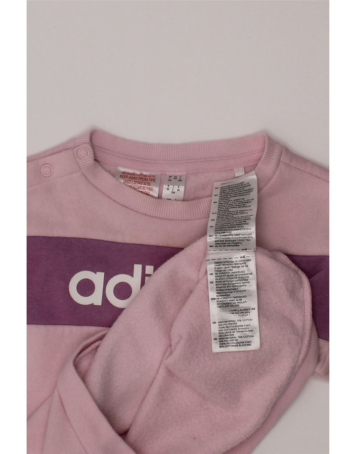 ADIDAS Baby Girls Graphic Sweatshirt Jumper 9-12 Months Pink Colourblock