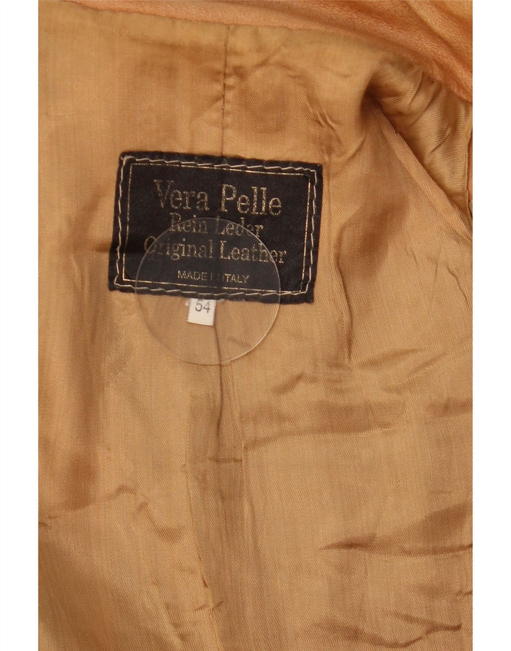 Vintage Mens Leather Jacket IT 54 2XL Brown Leather