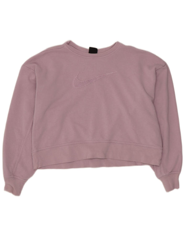 Nike Womens Dri Fit Oversized Graphic Sweatshirt Jumper UK 6 XS Purple