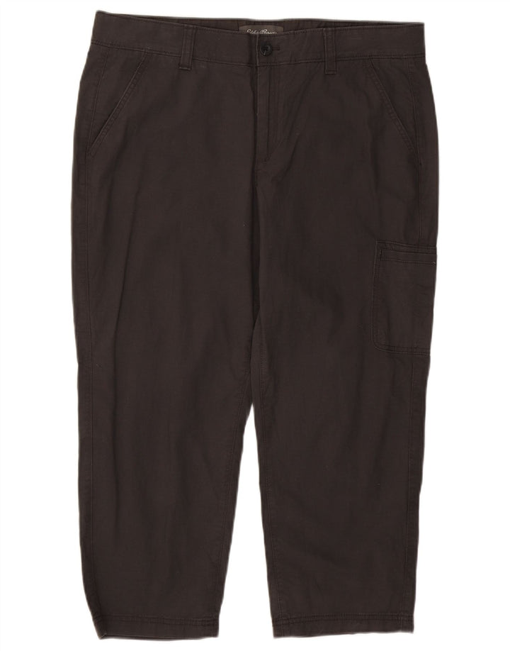 EDDIE BAUER Womens Straight Cargo Capri Trousers US 14 XL W36 L23 Grey