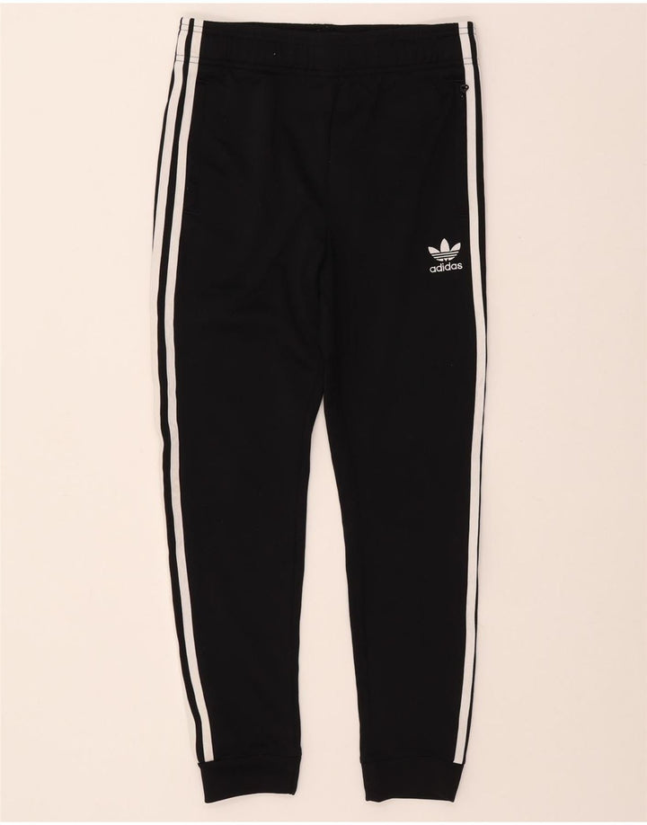 ADIDAS Boys Tracksuit Trousers Joggers 11-12 Years Black Polyester