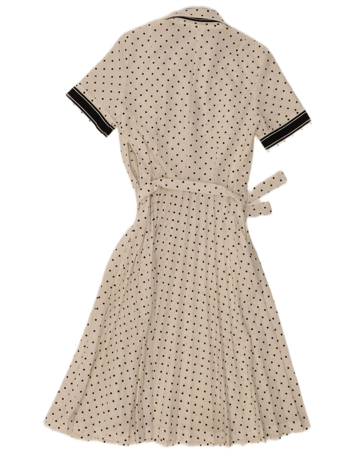 Diolen Womens Maxi Dress UK 12 Medium White Polka Dot Polyester