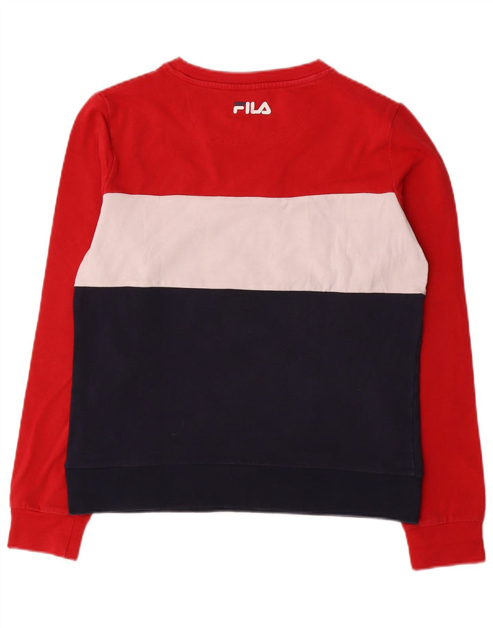 Fila Womens Graphic Sweatshirt Jumper UK 10 Small Red Colourblock