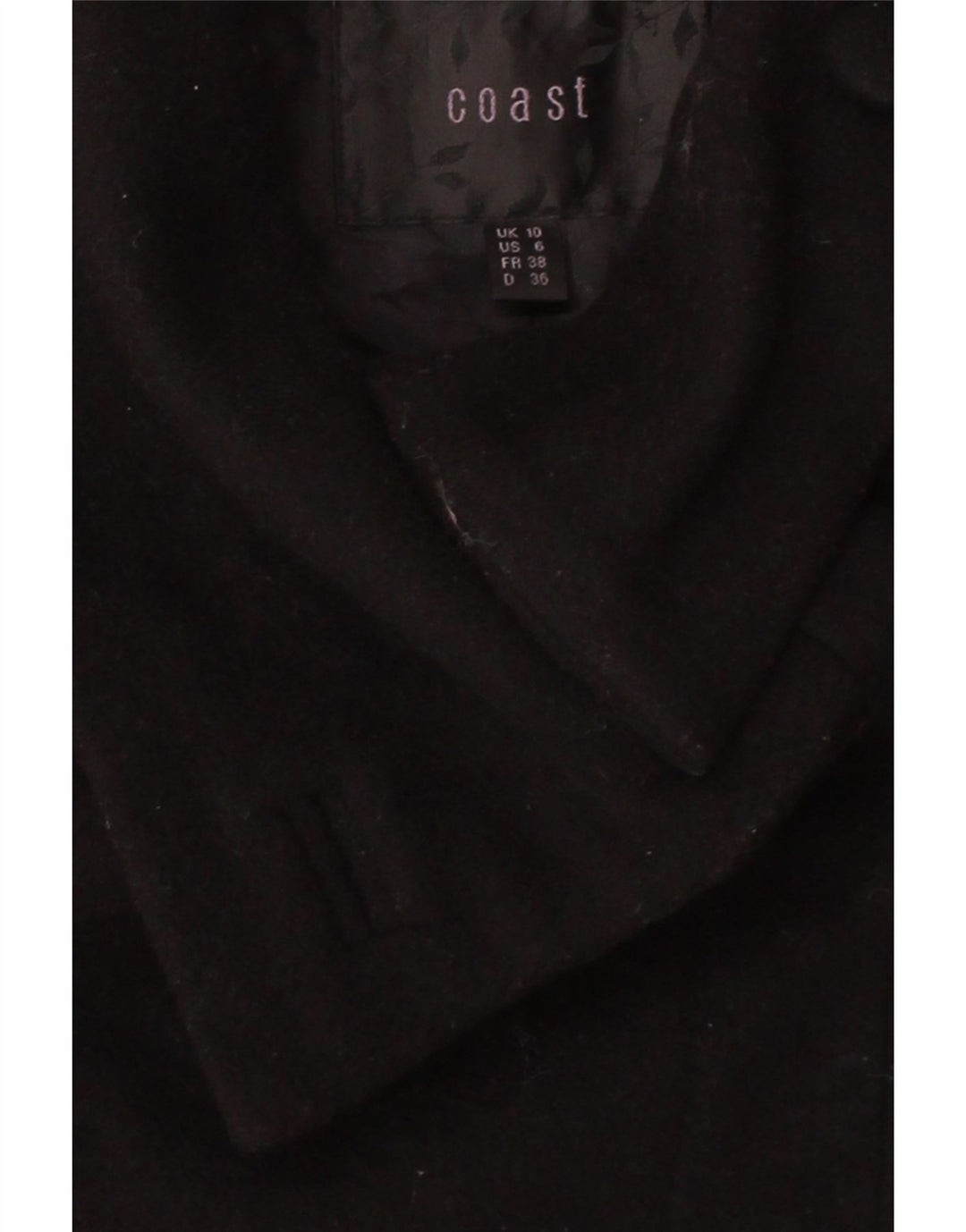 COAST Womens Overcoat UK 10 Small  Black Wool Vintage Coast and Second-Hand Coast from Messina Hembry 