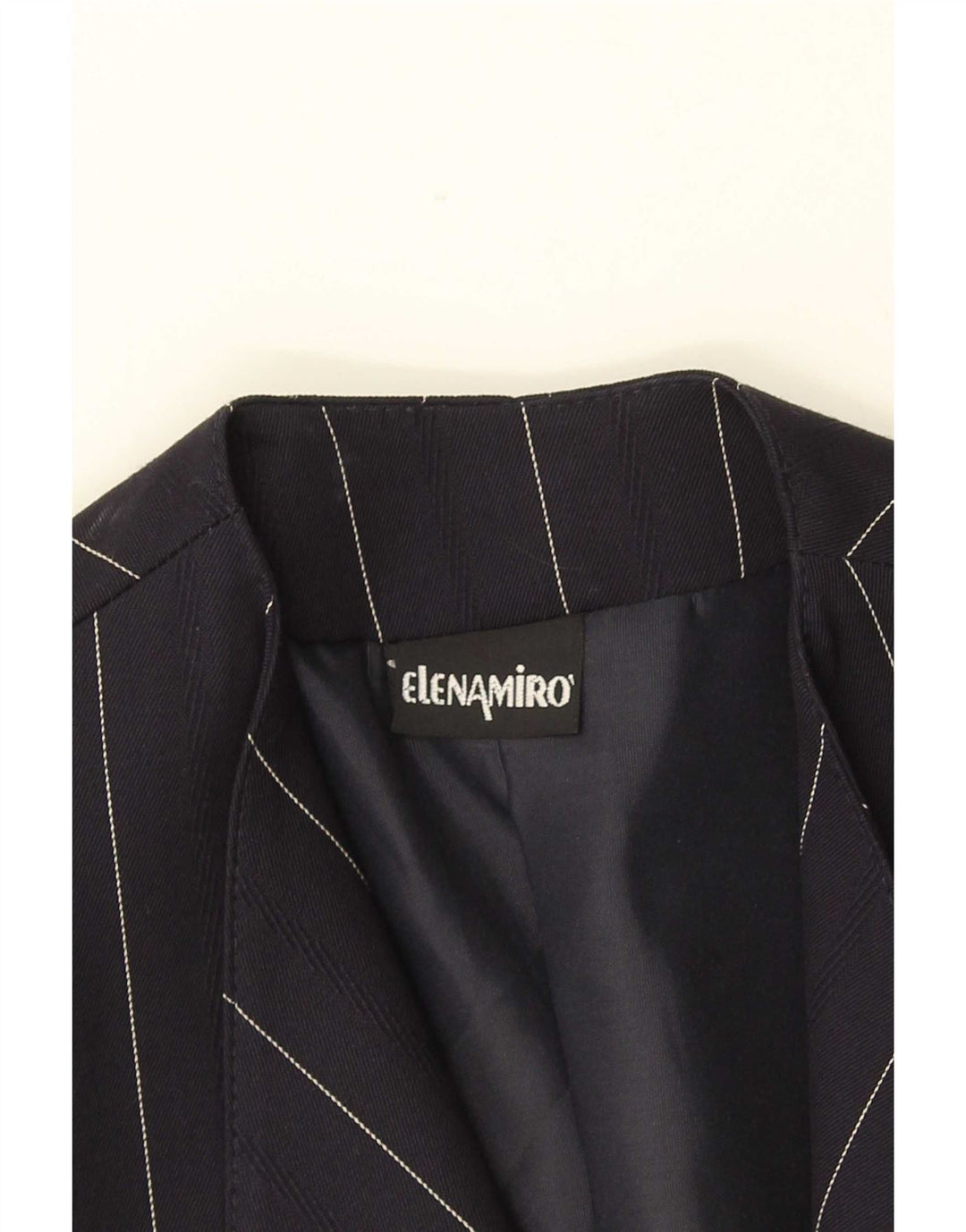 ELENA MIRO Womens 2 Button Blazer Jacket UK 18 XL Navy Blue Striped Wool