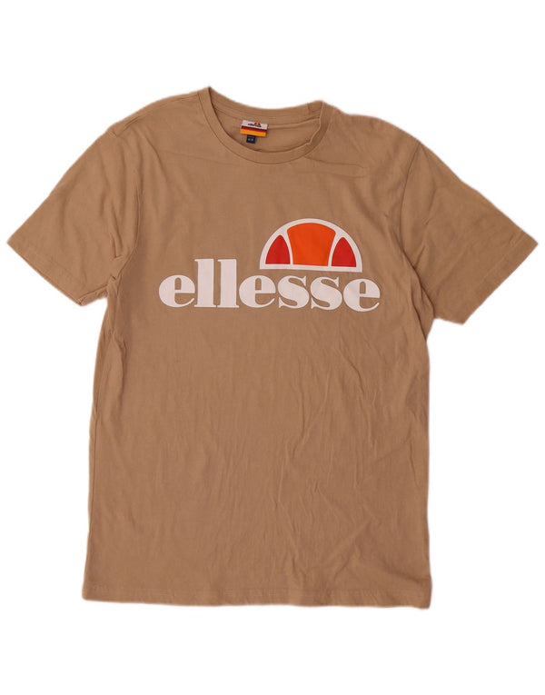 Ellesse Mens Graphic T-Shirt Top Medium Beige Cotton