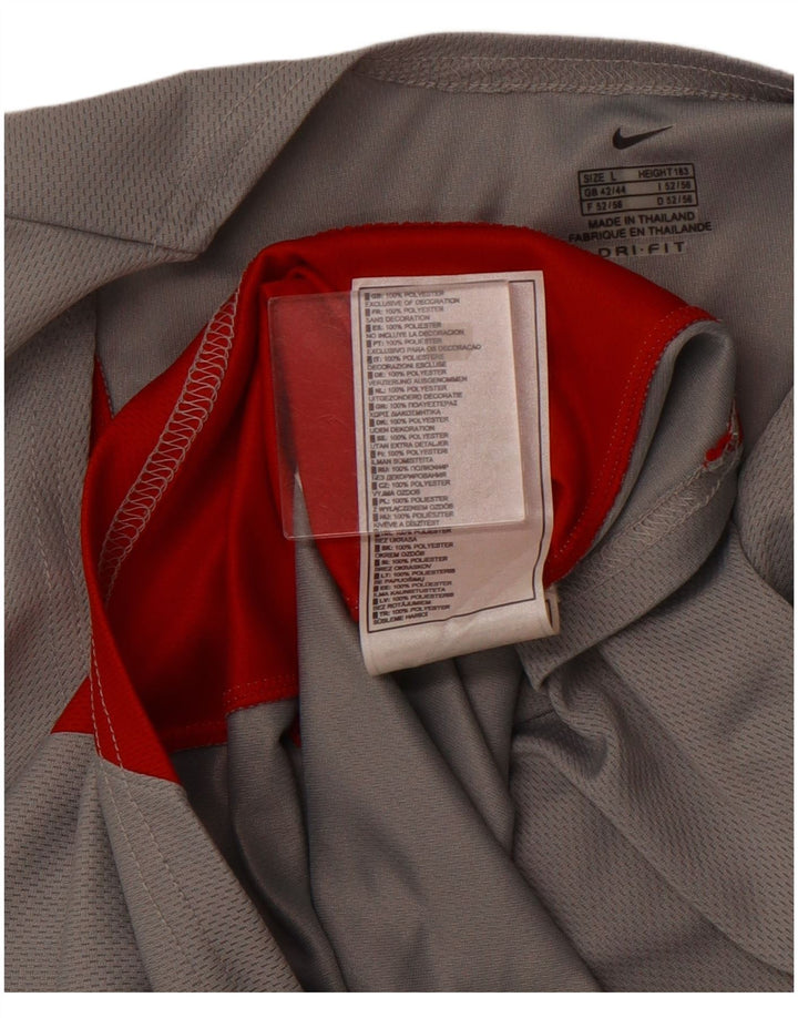 NIKE Mens Dri Fit Vest Top UK 42/44 Large Grey Colourblock Polyester