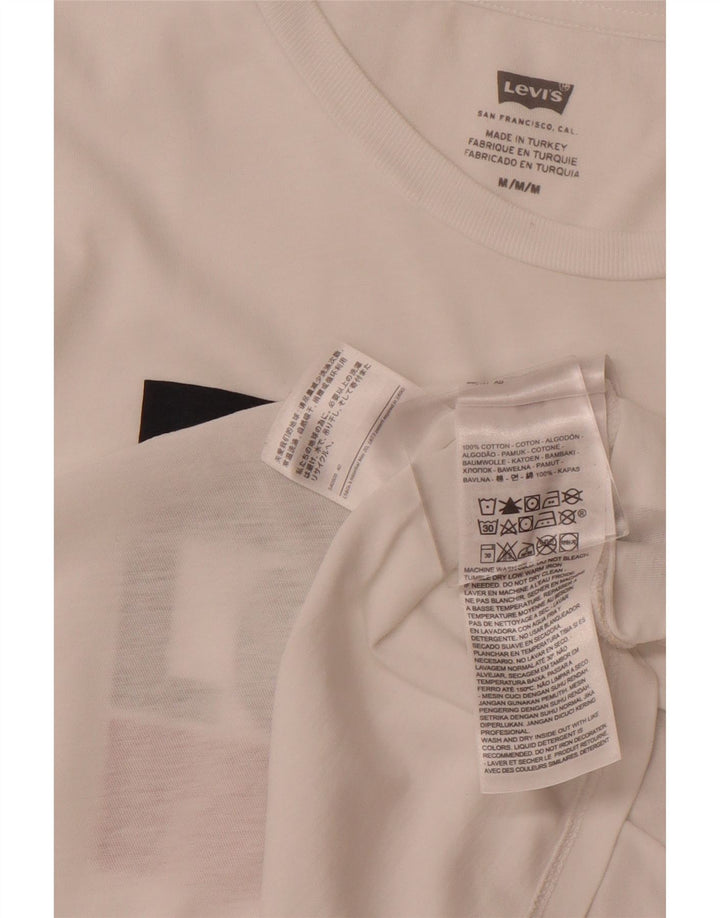 LEVI'S Womens Graphic T-Shirt Top UK 12 Medium White Cotton