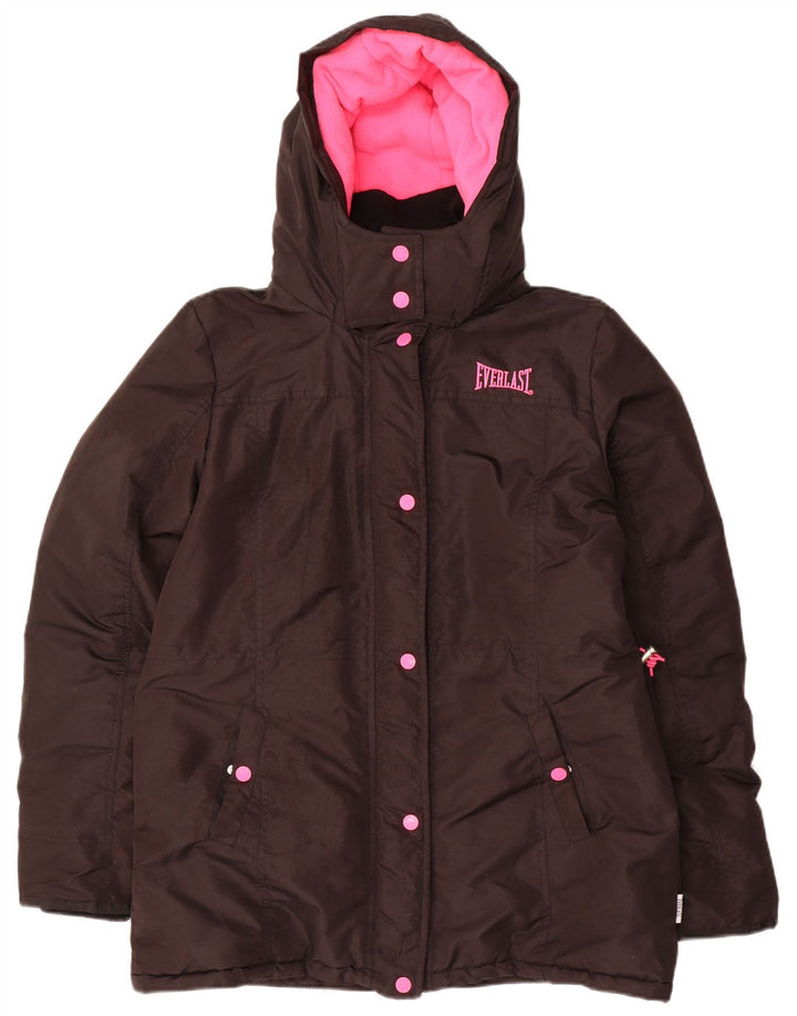 EVERLAST Womens Hooded Windbreaker Jacket UK 16 Large Black Polyester