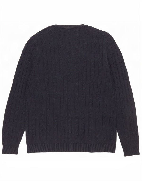 Lyle & Scott Mens Crew Neck Jumper Sweater Large Navy Blue Cotton