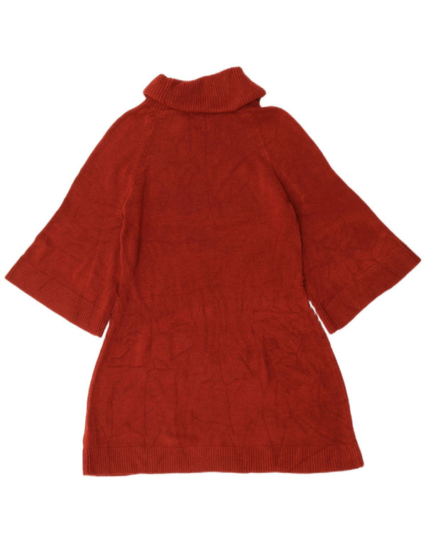 Mossimo Womens 3/4 Sleeve Roll Neck Jumper Dress UK 14 Large Burgundy