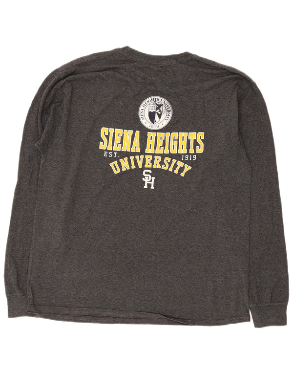 Champion Mens Siena Heights University Graphic Top Long Sleeve Large Grey