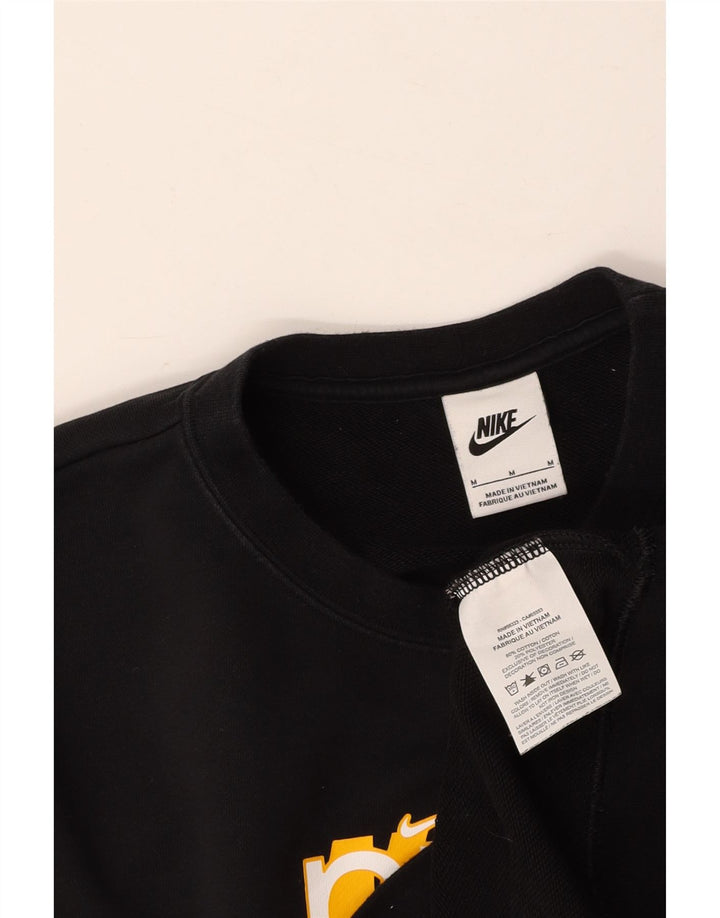 NIKE Womens Graphic Sweatshirt Jumper UK 14 Medium Black Cotton