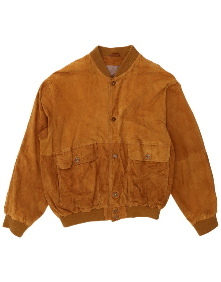 Vintage Mens Suede Bomber Jacket IT 58 4XL Brown