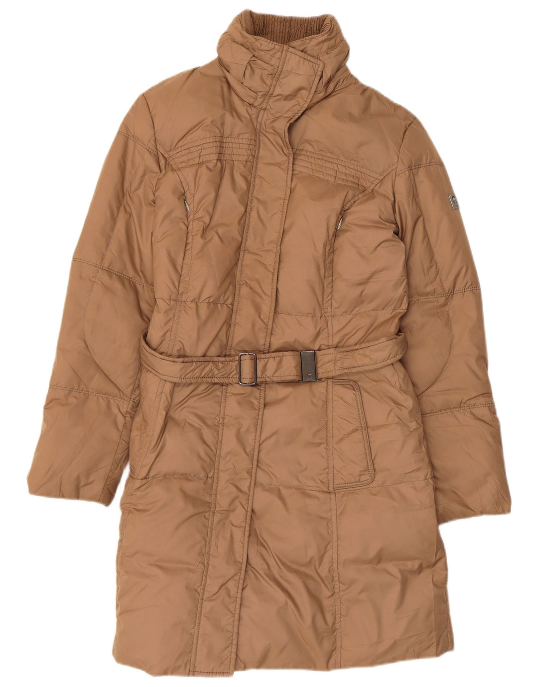 VINTAGE Womens Oversized Padded Coat UK 10 Small Beige Polyester