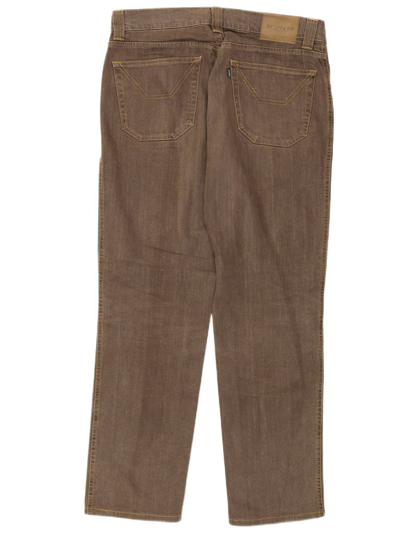 Jeckerson Mens Tapered Jeans W34 L30 Brown Cotton